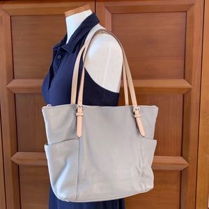 Michael Kors Jet Set Grey Pebbled Leather Tote